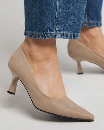 Heavenly Soles Connie Kitten Heel Pointed Court Shoe - Wide Fit (E)