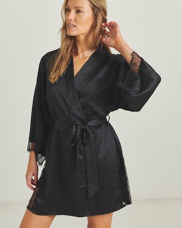 Ann Summers Cherryann Satin Lace Robe Black