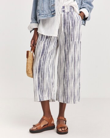 Printed Stripe Linen Mix Wide Leg Culottes