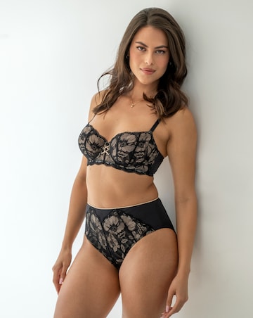 Pour Moi Atelier Lace Balcony Wired Non Pad Bra Black/Cosmetic