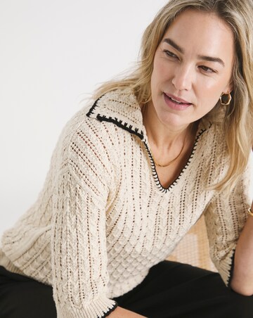 Crochet Short Sleeve Collar Jumper