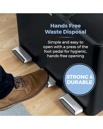 Tower 45L Black Recycling Pedal Bin