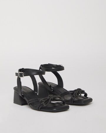 Cassia Diamante Bow Low Block Heel Sandals - Wide Fit (E)
