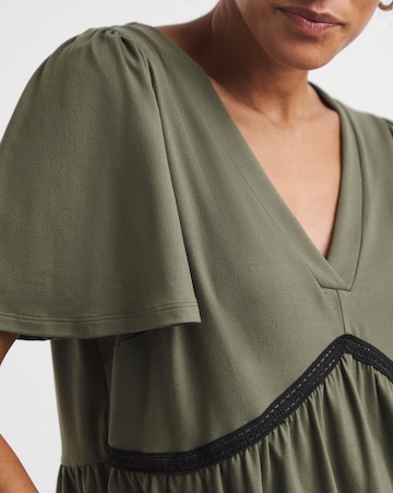 V-Neck Crochet Contrast Top