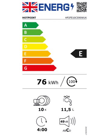 Hotpoint HP2FE10CS90WUK Slimline Dishwasher 10 Place Settings White