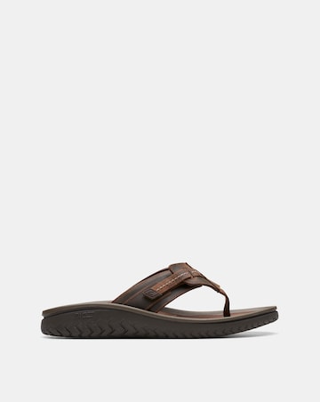 Clarks Wesley Leather Flip Flop - Brown