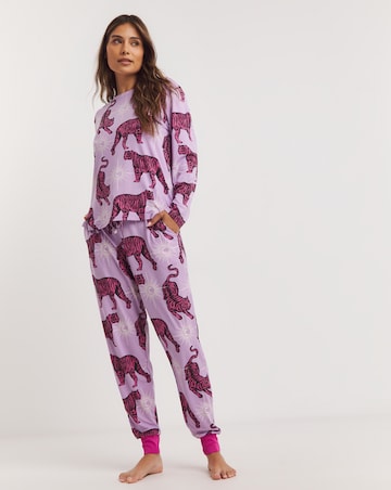 Chelsea Peers Jersey Tiger Print Crew Pyjama Set