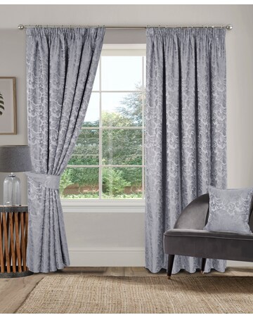 Buckingham Jacquard Light Filtering Pencil Pleat Lined Curtains