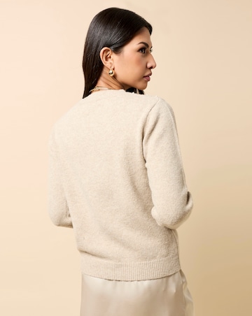 Little Mistress Taupe Embellished Knitted Jumper