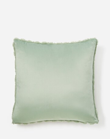 Scallop Faux Fur Cushion - Sage Green