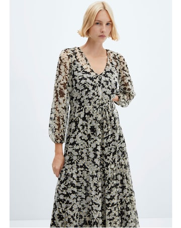 Mango Floral Print Midi Dress