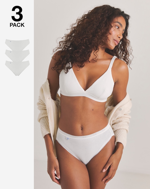 Sloggi (3 Pack) Tai Hi Leg Cotton Knickers White