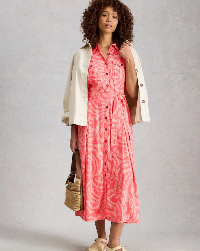 White Stuff Tiff Linen Blend Shirt Dress