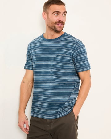 FatFace Ripon Jacquard Stripe Tee (Regular & Tall) - Navy