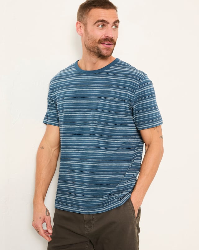 FatFace Ripon Jacquard Stripe T-Shirt - Navy