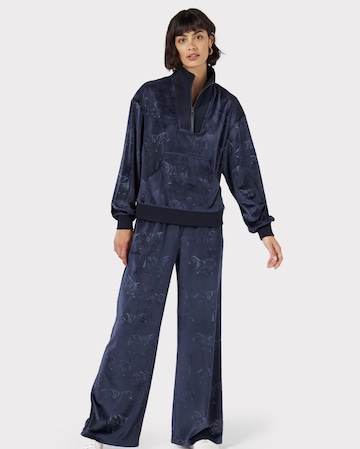 Chelsea Peers Velour Zebra Print Quarter Zip Top With Wide Jogger Bottoms