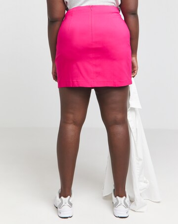 Hot Pink Super Stretch Bengaline Split Mini Skirt