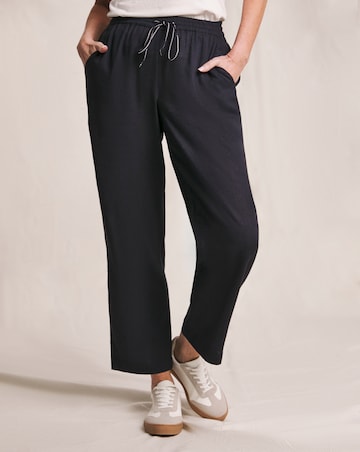 Julipa Navy Tapered Linen Mix Trousers