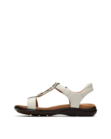 Clarks White Kitly Gem Leather Sandals - Wide Fit (E)
