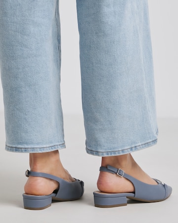 Sylvia Flat Slingback Shoes With Trim Detail - Wide Fit (E)