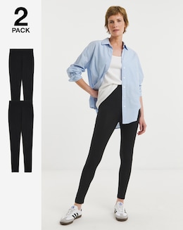 2 Pack Black Jersey High Waisted Leggings