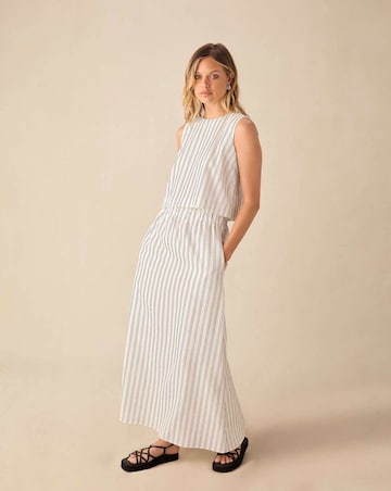 Ro&Zo Ivory Stripe Linen Shell Top