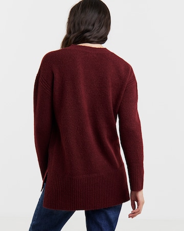 Wine V Neck Side Rib Tunic