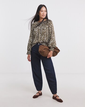 Printed Satin Raglan Sleeve Blouse