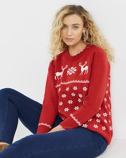 Joe Browns Retro Reindeer Christmas Jumper