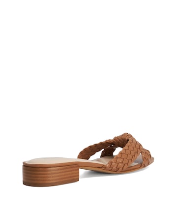 Dune Lacees Tan Woven Leather Sandals - Standard Fit (D)