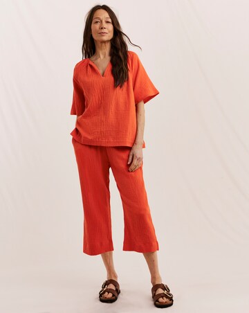 Julipa Short Sleeve Cotton Double Cloth Top