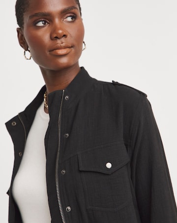 Black Textured Utility Jacket