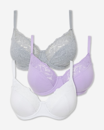 Pretty Secrets (3 Pack) Harper Lace Ribbed Full Cup Bras (B-G)