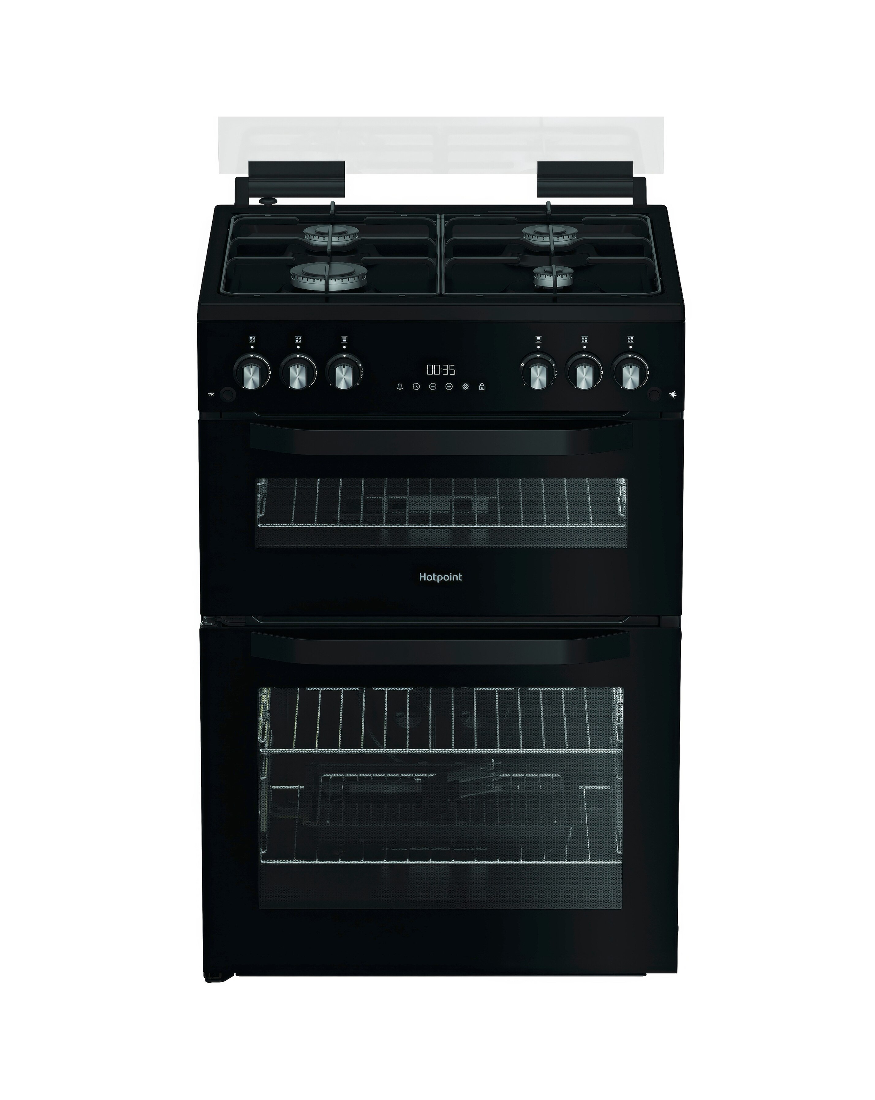 Hotpoint HDG6GDCB1 60cm Gas Double Cooker with Glass Lid - Black + Install