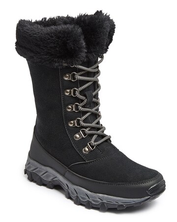 Ladies Snow Boots with Faux Fur Trim Wide E Fit