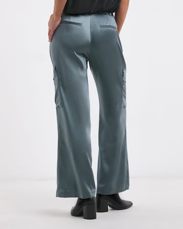 Satin Cargo Straight Trousers