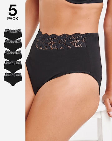 Pretty Secrets (5 Pack) Lace Top Full Knickers Black