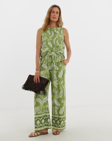 Printed Linen Mix Sleeveless Shell Top