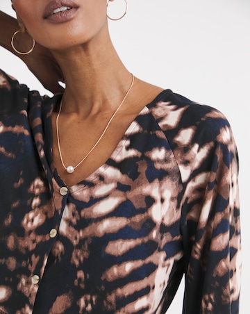 Tie Dye Print Button Front Longline Top