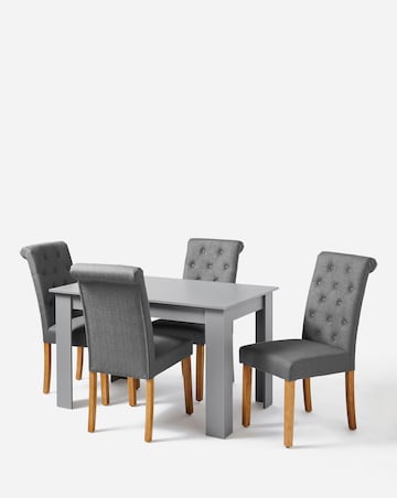 Dakota 4 Seater Dining Table with 4 Ava Button Back Chairs