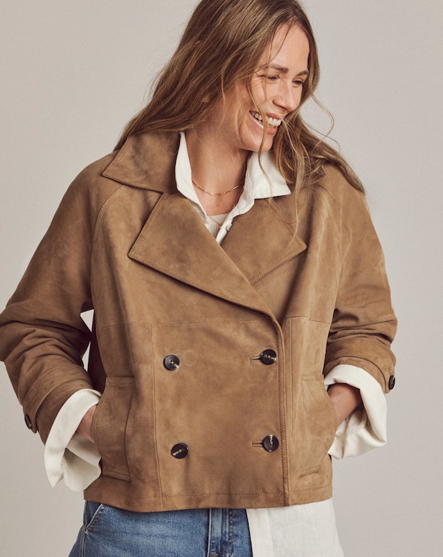 Anthology Real Suede Short Sand Trench Jacket