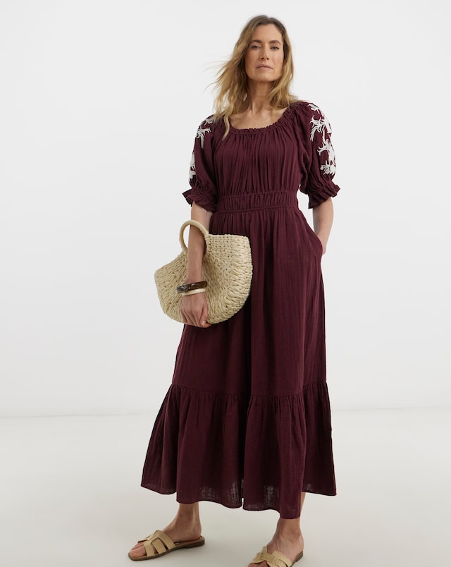 Pure Cotton Embroidered Smock Dress