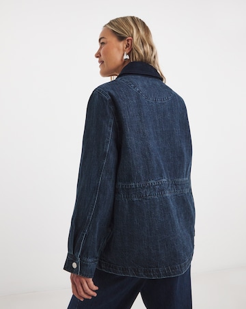 Indigo Cord Collar Denim Barn Jacket