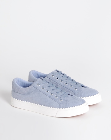 Janey Scalloped Edge Lace Up Trainer - Wide Fit (E)