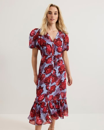 Phase Eight Francesca Floral V Neck Midi Dress