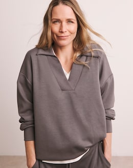 Anthology Steel Grey Collared Modal Sweatshirt