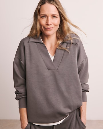 Anthology Steel Grey Collared Modal Sweatshirt