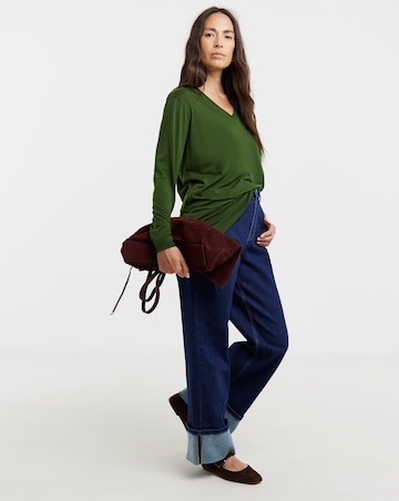 V-Neck Split Hem Slouch T-Shirt