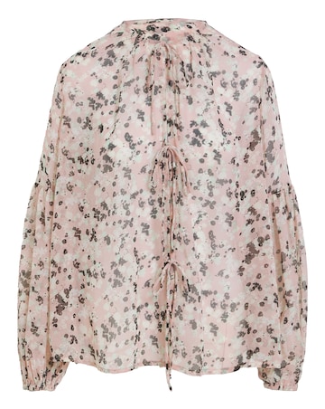 Georgette Blouson Sleeve Tie Detail Blouse