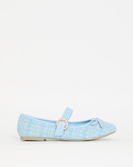 Joe Browns Blue Flat Tweed Mary Jane- Extra Wide Fit (EEE)
